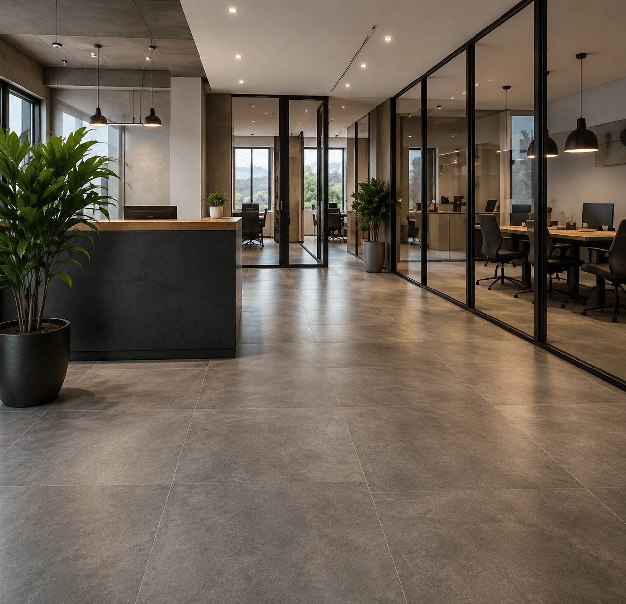 Großformatfliesen — Empfangsbereich, Büro